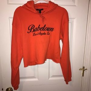 Forever 21 Cropped “Babetown LA” Orange Sweatshirt